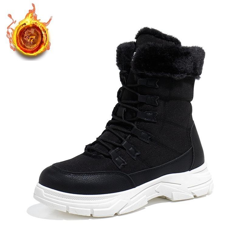 Bottes d'hiver pour femme en fourrure, semelles épaisses, rehaussantes, légères, rembourrées, chaudes, antidérapantes, à porter décontractées, baskets, bottes en coton