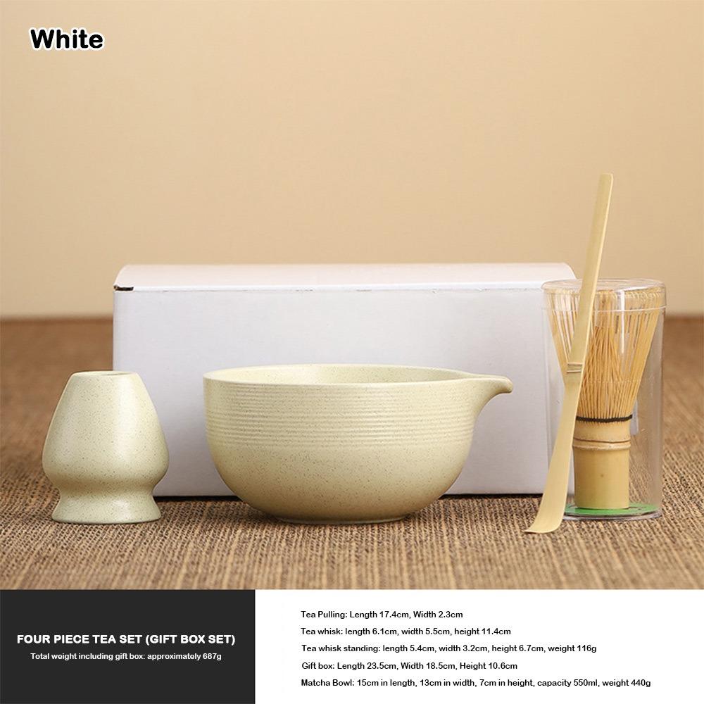 

4PCS Ceramic Bamboo Japanese Matcha Tea Set Matcha Bowl Reusable Matcha Whisk Set Matcha Whisk Holder Matcha Making Kit белый