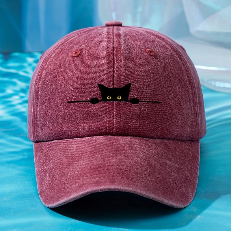 Unisex outdoor casual and fashionable cat print personalized baseball cap suitable for all seasons, soft and adjustable in size,