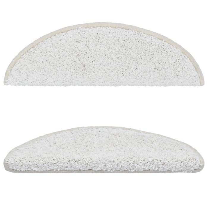 VidaXL Tapis d'escalier 15 pièces 56 x 17 x 3 cm Blanc Demi-rond 133898