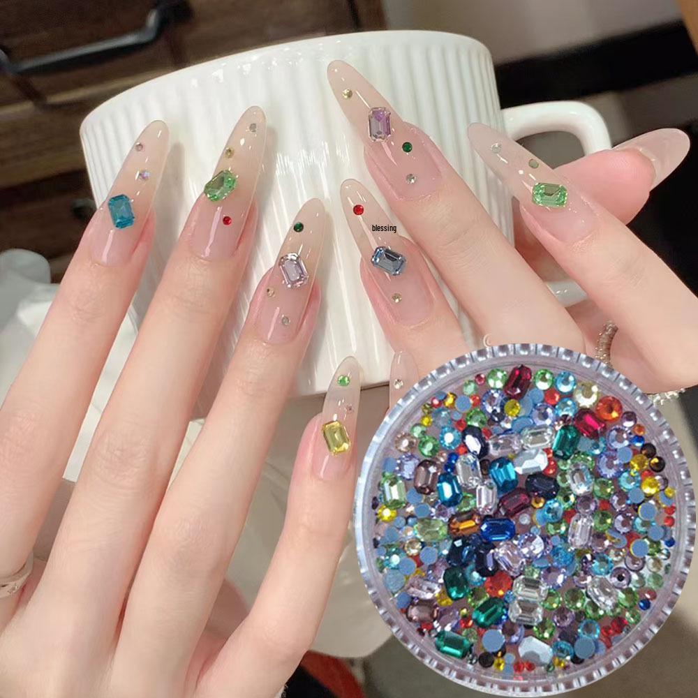 Hot Sale Colored Octagonal Nail Art Rhinestones - Super Shiny, Pointed Bottom, Irregular Shapes, Monkey Style.