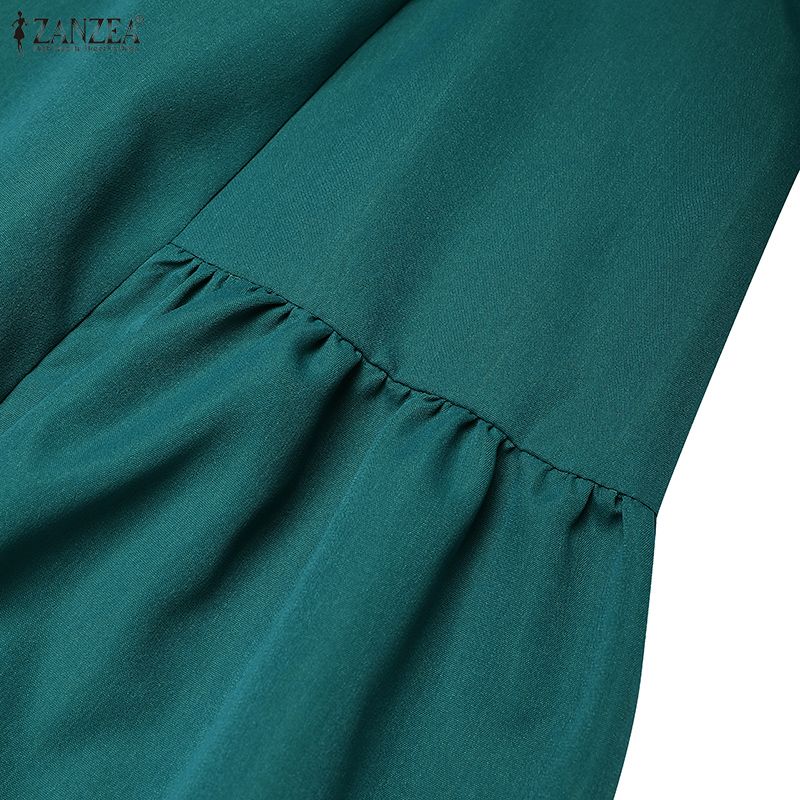 ZANZEA Women Casual Round Neck Summer Short Sleeve Dress