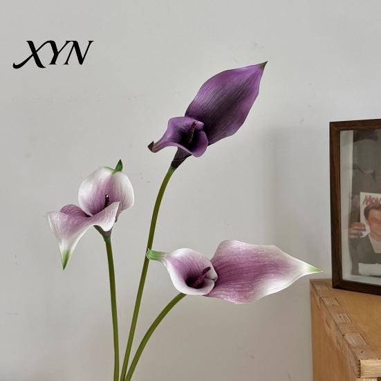 EVA Material Flowers Artificial Calla Lily Flowers, Flexible Branches Realistic Faux Flower, Soft Touch Fake Lilies for Home Wedding Decor Single Stem