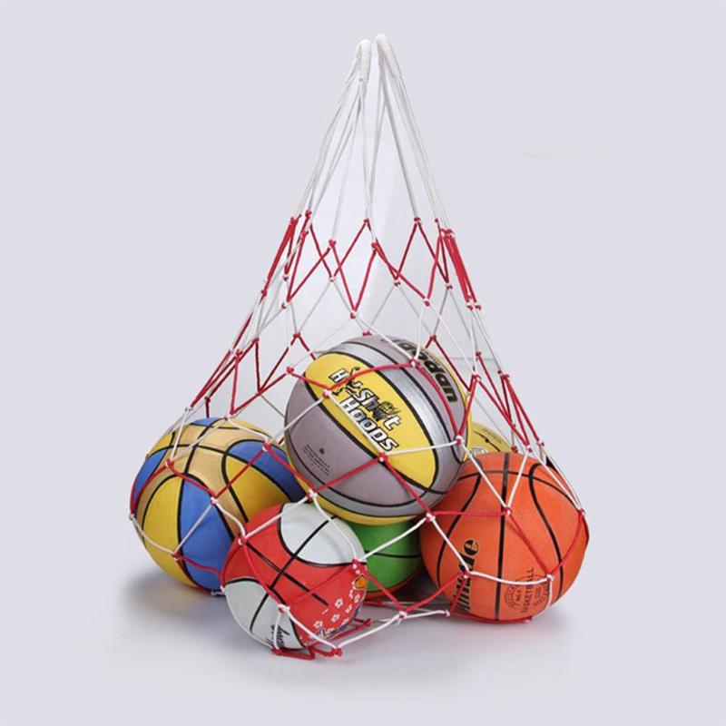 Portable Nylon Ball Carry Net Bag Sturdy Thick Rope for School Basketball Soccer Training Competition