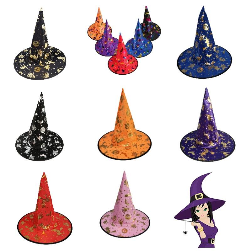 Witch Hat For Halloween Party Stylish And Gold-embossed Witch Hat Costume Accessory