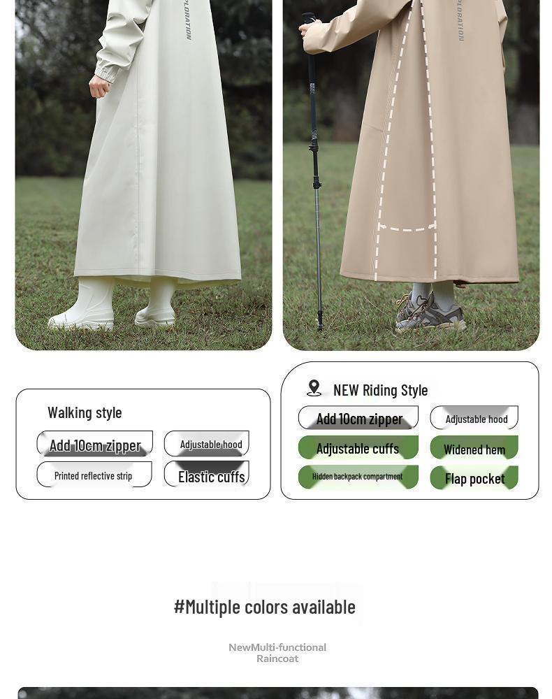 Extra Long Rainproof Motorcycle & Electric Bicycle Poncho - Stormproof One-Piece Overcoat