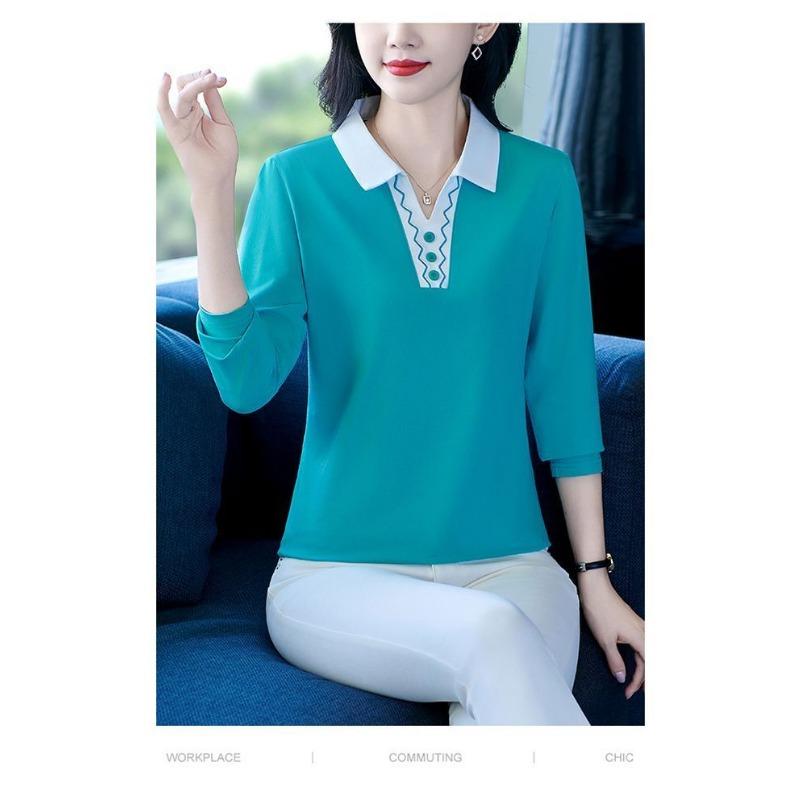 Clearance Clearance Fashion Trend Versatile Design High-end Western Style Sports Lapel Long-sleeved T-shirt