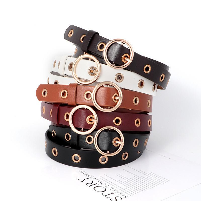 Versatile Pu Leather Belt For Women With Punching Detail And Buckle Metal
