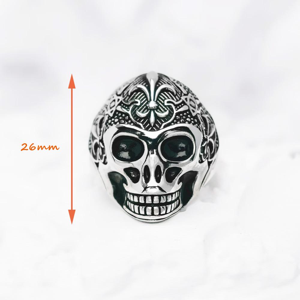 Blackened Lily Skull Ring Europe Vintage Jewelry Fine Jewerly Gift For Men Women In 925 Silver
