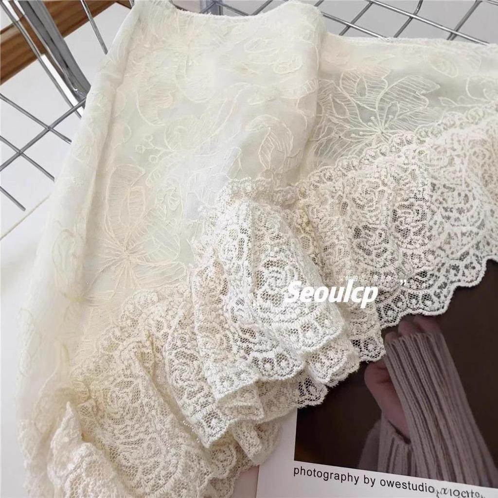 Sheer Lace-Trimmed Irregular Midi Skirt - Chic Summer Fashion