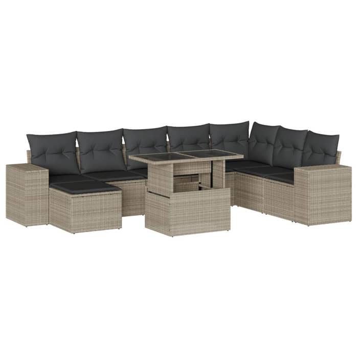 VidaXL Salon de jardin 9 pcs avec coussins gris clair résine tressée 3269362