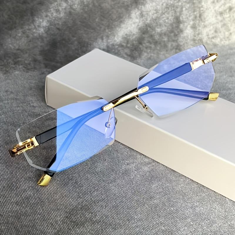 

Синие Очки Без Оправы с Прозрачными Линзами для Женщин и Мужчин, Очки для ТВ, Телефона и Игр/Декоративные, Стильные Очки +1.0 золотистый