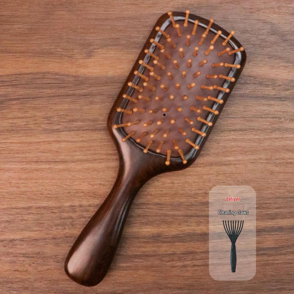 Natural Gold Sandalwood Air Cushion Hair Comb - Wooden Scalp Massage & Outdoor Gift Box