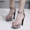 Gdgydh Women's Stiletto High Heel Sandals Platform Open Toe Ankle Strap Dress Shoes for Women Bride Ladies Wedding Faux Suede