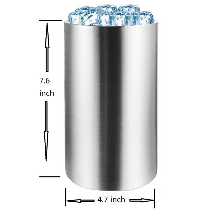 

UPORS Stainless Steel Wine Cooler Bucket Double Wall Wine Bottle Cooler Holder Champagne Cooler Beer Chiller Ice Bucket Bar Tool