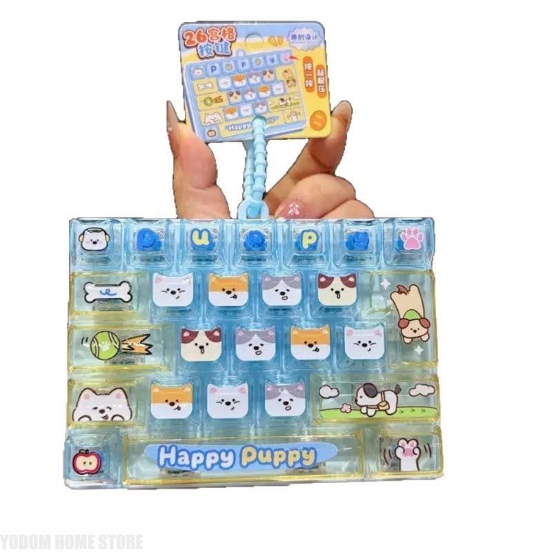Portachiavi Giocattolo Pulsante Decompressione a 26 Tasti Tastiera Spremibile Portachiavi Antistress Clicker Portachiavi Animali Cartoni Animati Portachiavi Tastiera Regali