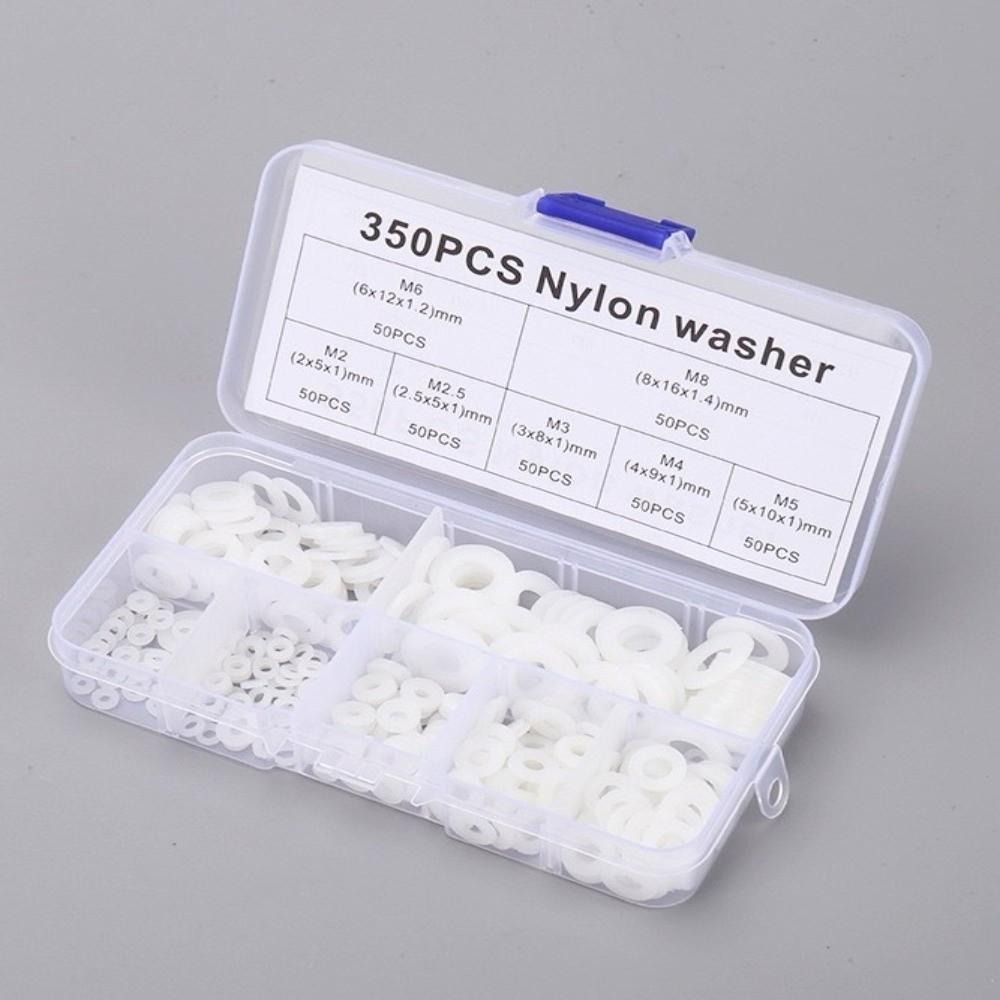 210/350/500pcs Black White Nylon Washers Multi-Size Gasket Ring Kit  Automotive Maintenance