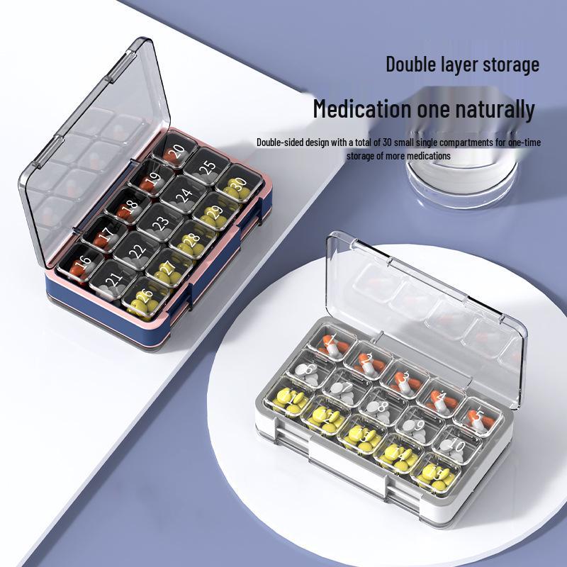 Large Capacity 30-Day Portable Pill Organizer and Dispenser