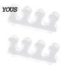 Manicure Toe Separator 1 Pair for Overlapping Toes, 3-Hole Blue Gel Bunion Corrector, Straightener Silicone Soft SEBS Foot Spacer Hallux Valgus, Women