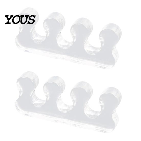Manicure Toe Separator 1 Pair for Overlapping Toes, 3-Hole Blue Gel Bunion Corrector, Straightener Silicone Soft SEBS Foot Spacer Hallux Valgus, Women
