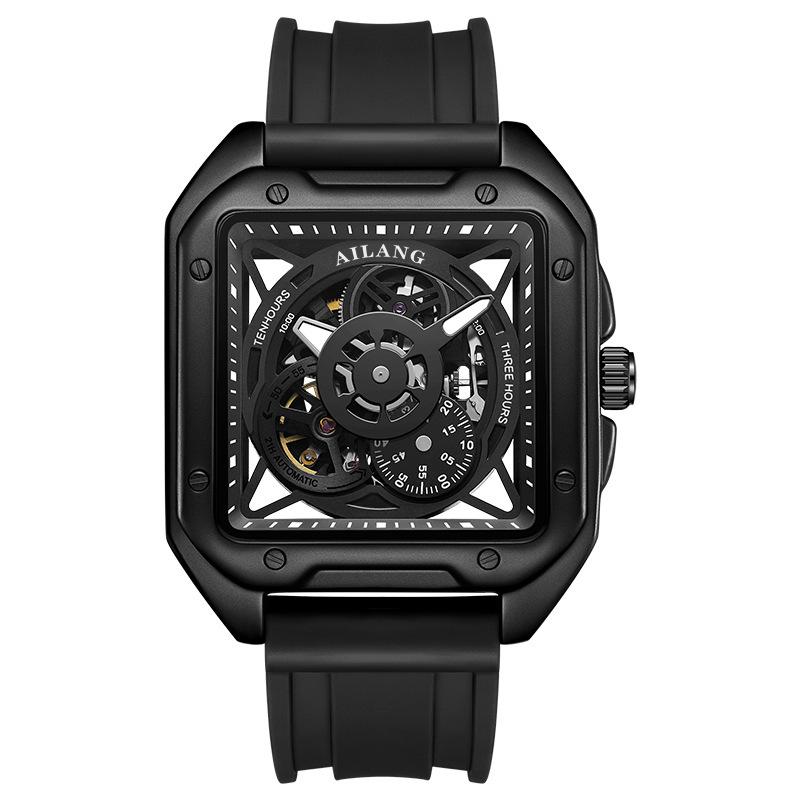 

AILANG Новые квадратные автоматические механические часы мужские скелетон трендовые водонепроницаемые