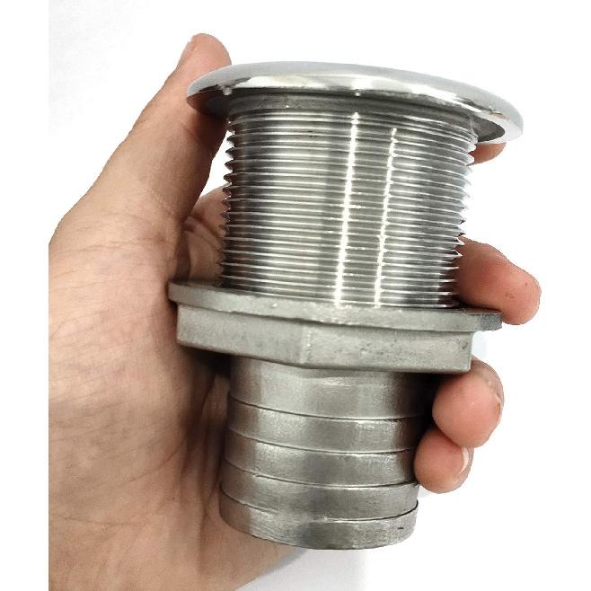 keehui 316 Stainless Steel Durable Combo Stainless Steel Thru-Hull Fitting w/Nut with Custom Gasket Boat Plumbing Fittings for Boats, Yachts, Marine