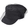 Fashion Lace Mesh Yarn Berets Hats For Women Girl Vintage Black Denim/Pu Flat Top Newsboy Caps Female Elegant Short Brim Sun Hat