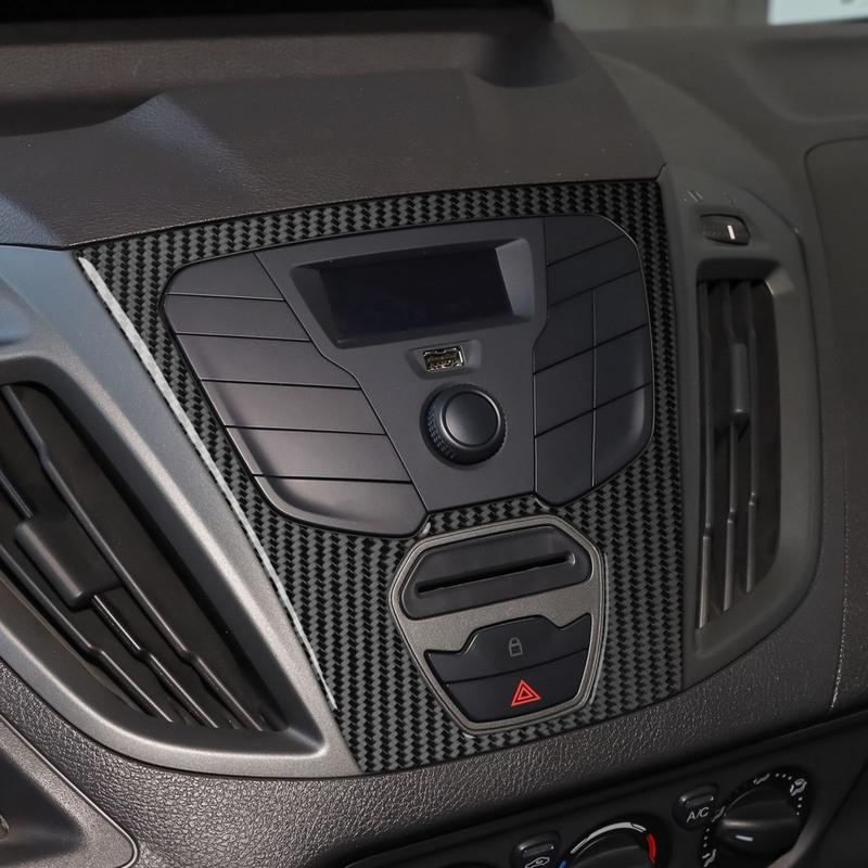 For Ford Transit V363 2014- Carbon Fiber Central Control Radio CD Multimedia Panel Cover Decoration Car Accessories Sticker