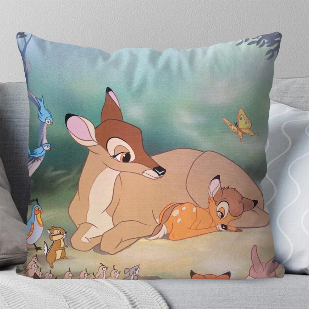 Animated B-Bambi Fairy Tale Pillow Case Square Pillow Bedroom Sofa Leisure Comfort Cushion Car Living Room Home Decoration 40X40