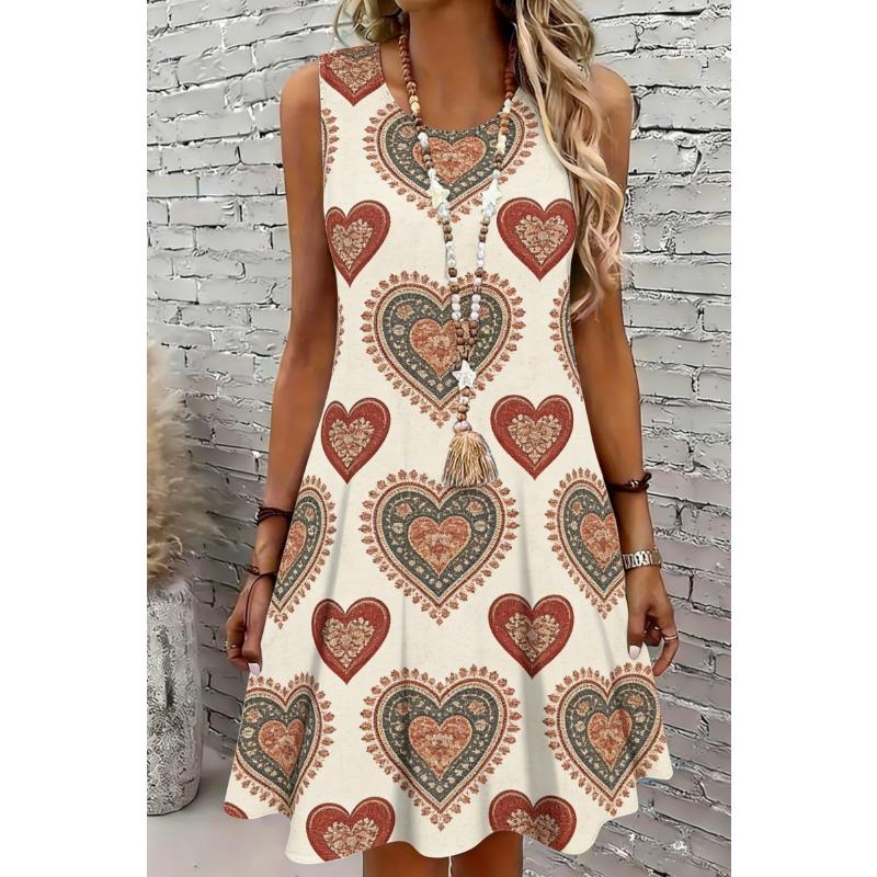 Nuevos Vestidos de Verano para Mujer Sin Mangas Vestidos de Rodilla Cuello Redondo Vestidos Casuales para Vacaciones en la Playa Vestidos de Mujer con Estampado Floral