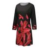 Fashion Casual Women Long Sleeve Long Dress  Printed Loose Dress