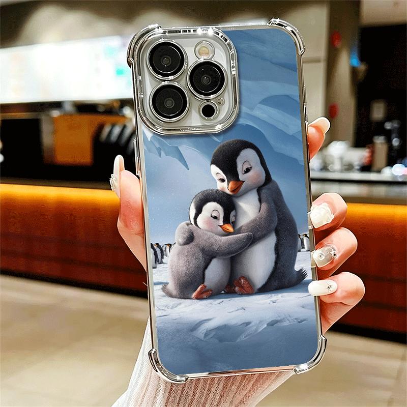 Penguins Love At The North Pole Soft Phone Case For iPhone 15 16 17 Air 14 Pro Max 16E Plus 13 12 Mini Plating Anti-Fall Fundas
