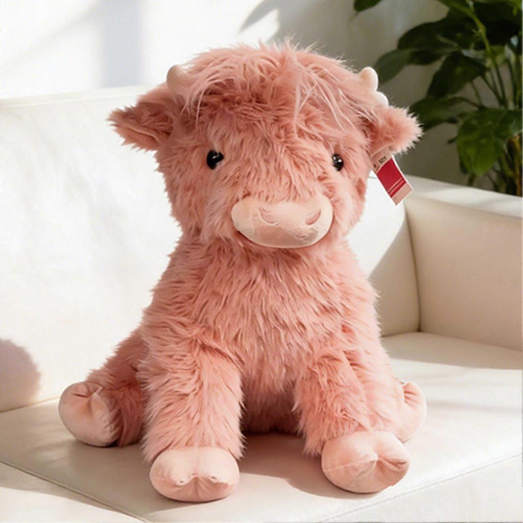 Pink Plush Highland Cow Stuffed Animal - 25CM/9.8IN Cute Soft Toy - Perfect Gift for Kids, Collectors & Animal Lovers