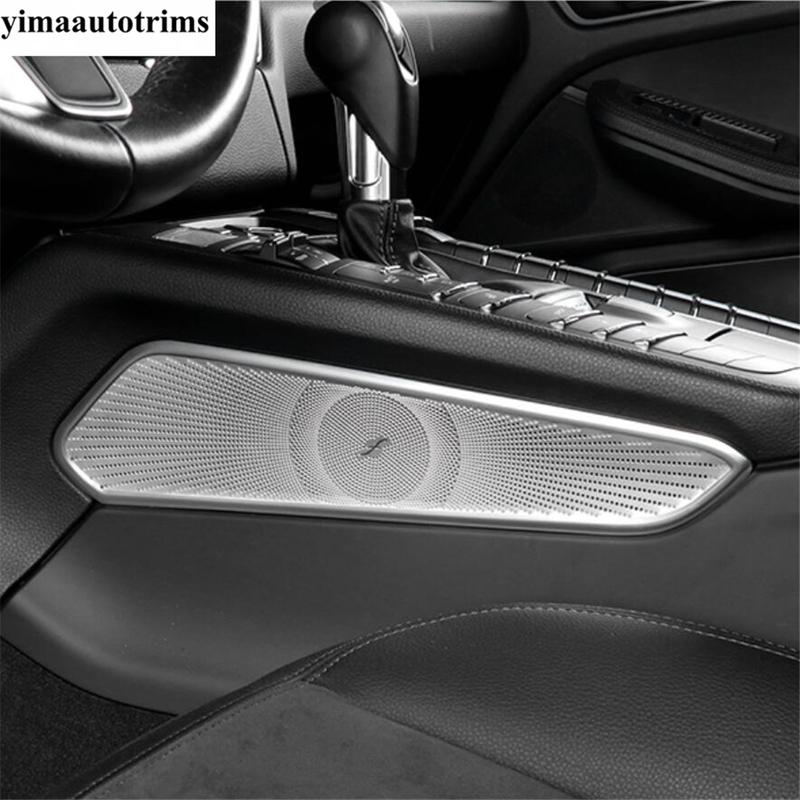 Central Control Gearbox Gear Shift Speaker Sound Panel Sequin Cover Trim For Porsche Macan 2014- Stainless Steel Accessories