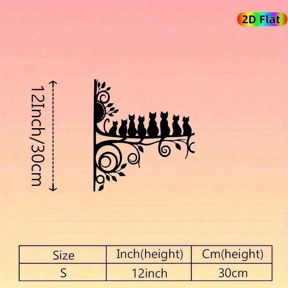 1pc Cat Silhouette Metal Wall Art Decor Sculpture Statue Rust Resistant Gift разноцветный