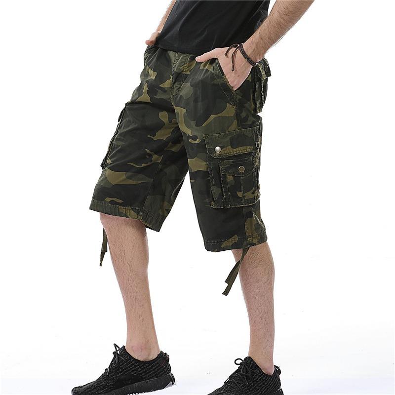 2025 Summer Men's Loose Casual Five-Pocket Work Pants Camouflage Shorts
