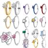 New 925 Silver Bow Flower Women's Ring Suitable for Wedding Party DIY High Quality Jewelry Gifts