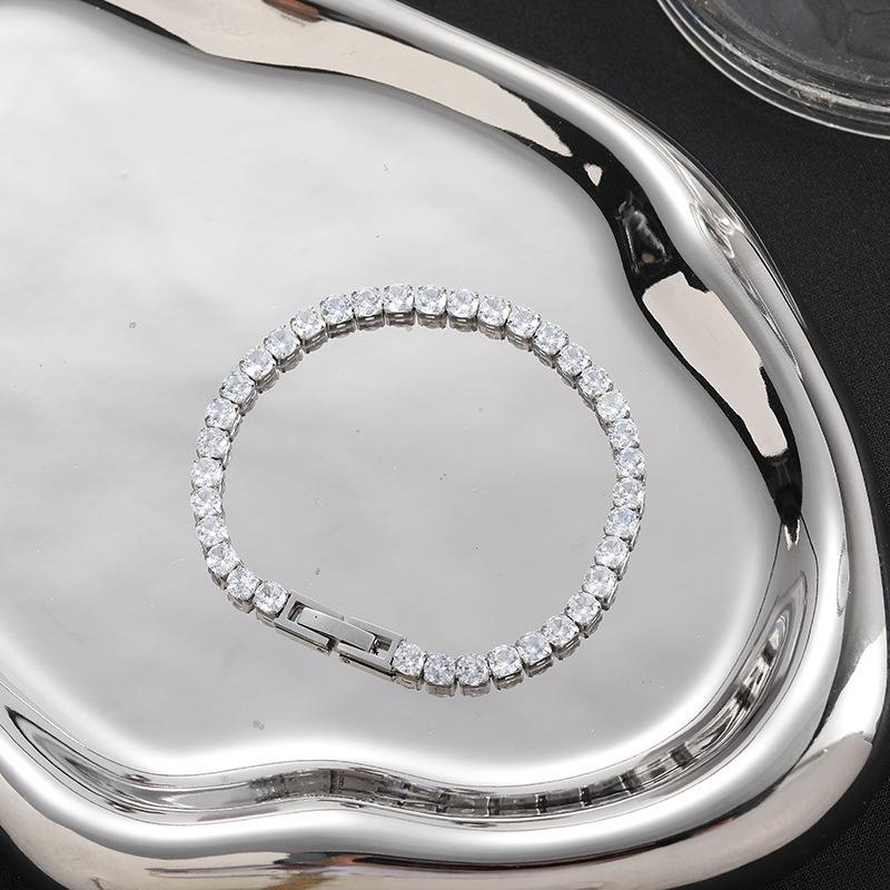 Unisex Hip-Hop Titanium Steel Zircon Tennis Bracelet