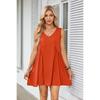 Women's V Neck Sleeveless Solid Mini Dress Loose Flowy Casual Tank Sundress With Side Pockets