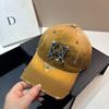 Spring and Summer New Heavy Industry Rhinestone Letter Washed Hole Baseball Cap American Personality Small Fragrance Gradual Change Cap Woman