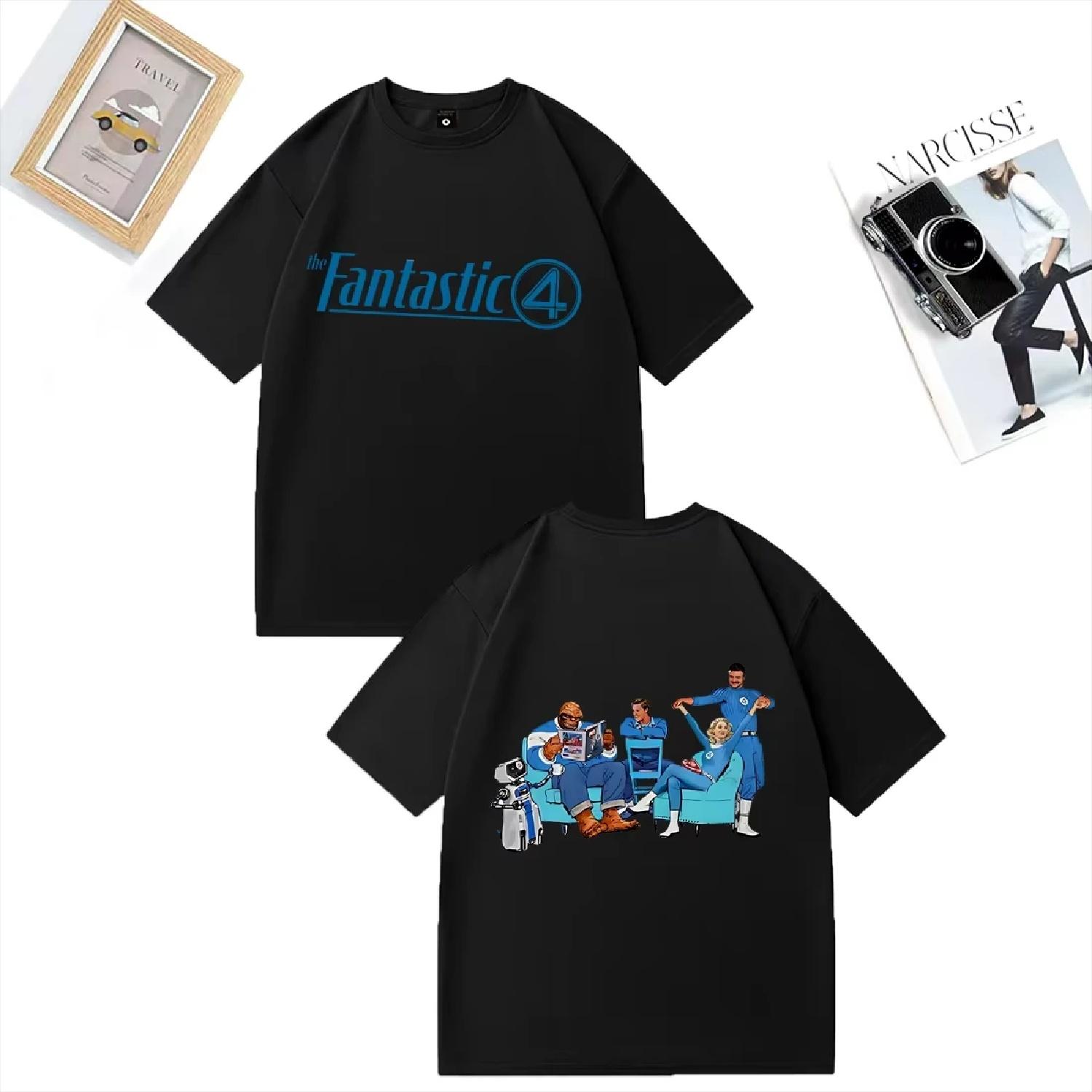 

The Fantastic Four First Steps Graphics T Shirt Men Women s Street Hip Hop Vintage Oversized Cotton Short Sleeve O-Neck T Shirts XXXXXL чорний