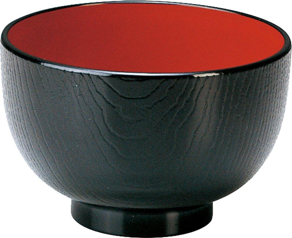 Fukui wooden wood grain black with red interior and black Crafts, Japanese-made bowl, finish, top, 3-168-3