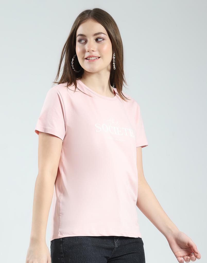MONTE CARLO Womens Printed Round Neck Half Sleeve Regular Fit Top