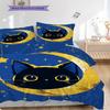 Set Copripiumino Trapuntato con Motivo Gatto Nero Federa Decorazione per la Casa Regalo di Compleanno (1 * copripiumino + 2 * federa, senza nucleo)