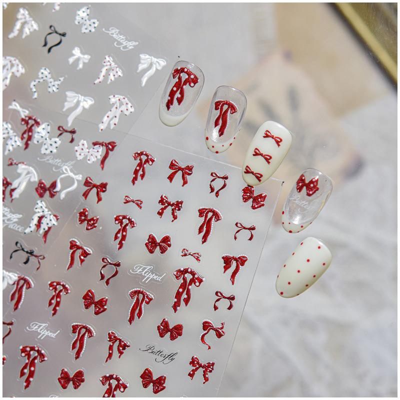 Mo Shi Shell Light Nail Art Stickers - Trendy Polka Dot and Bow Decor