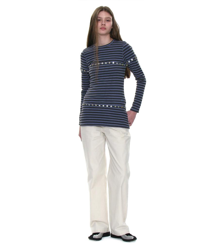 PARTIMENTO WOMEN Button-Up Transform Long Sleeve Tee_Dusty Blue St