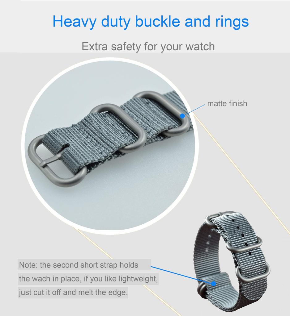 28mm Gray Ballistic Nylon Watch One Easy Interchangeable Band Strap, Piece,