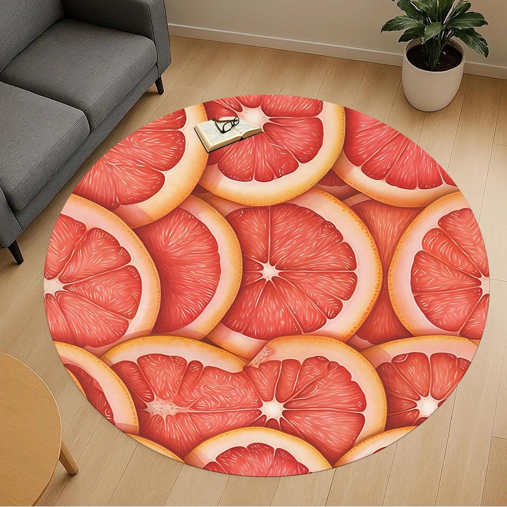 1pc Grapefruit slices Round Chair mat Area Rug - Non-Slip, Floor Mat for Office, Bedroom, and Indoor Decor c1125848