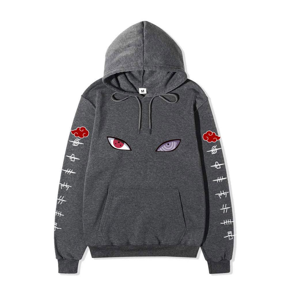 Unisex Naruto Sharingan Rinnegan Eyes Fleece Hoodie, Akatsuki Anime Graphic Pullover Long Sleeve Sweatshirt
