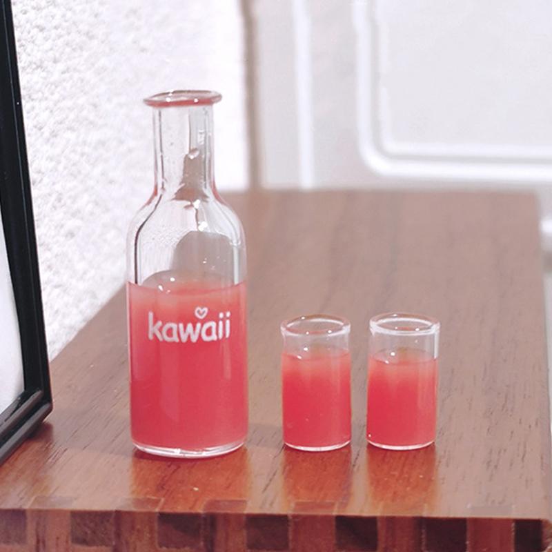 

1Set 1/12 Dollhouse Mini Fruit Vegetable Drink Bottle Model Doll Home Miniature Kitchen Scene Decoration Pretend Play Toys розовый